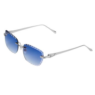 Men's Eyewear Premium Diamond Cut Silver Dark Blue